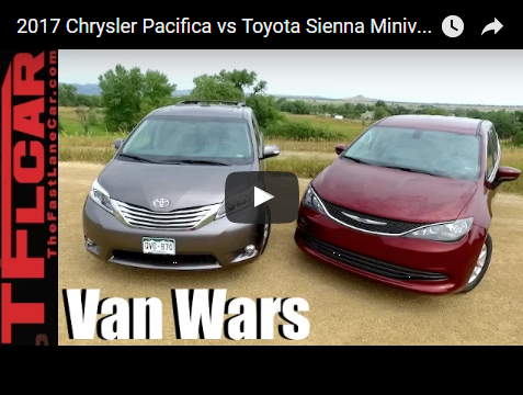 2017 Chrysler Pacifica vs Toyota Sienna Minivan Drag Race & Mashup Review